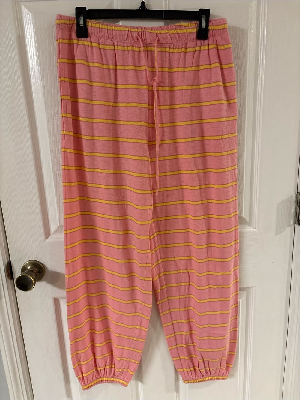 new American Eagle Pink and Yellow Striped Wide Leg Jogger Pants
